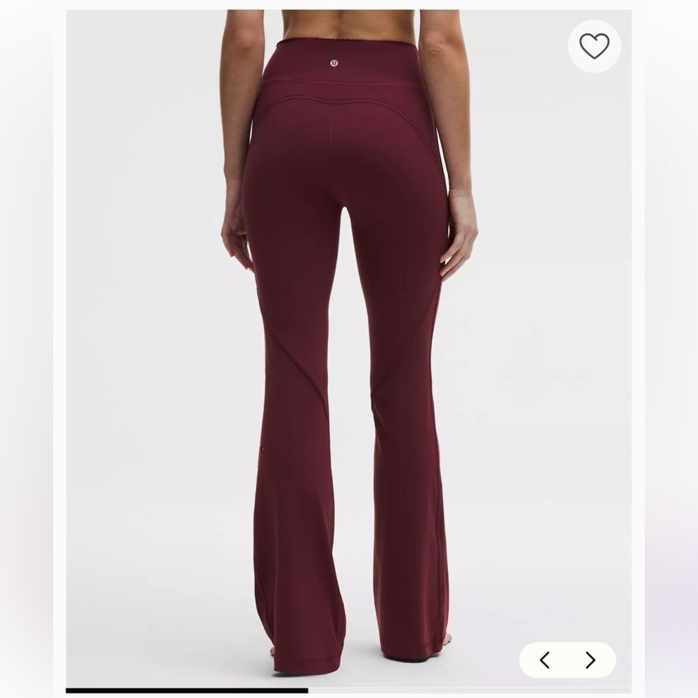 NWT 6 LULULEMON Groove No Line HR Flare Pant Burgundy Bay Heart Cutout 32.5”